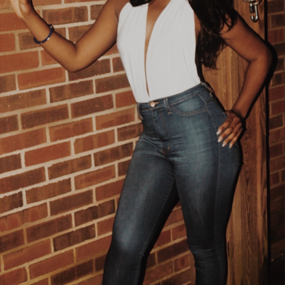 White Halter Bodysuit